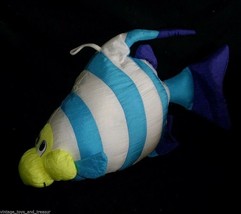 Vintage Cloud 9 Nylon Blue White Yellow Stripes Fish Stuffed Animal Plush Toy - £20.50 GBP