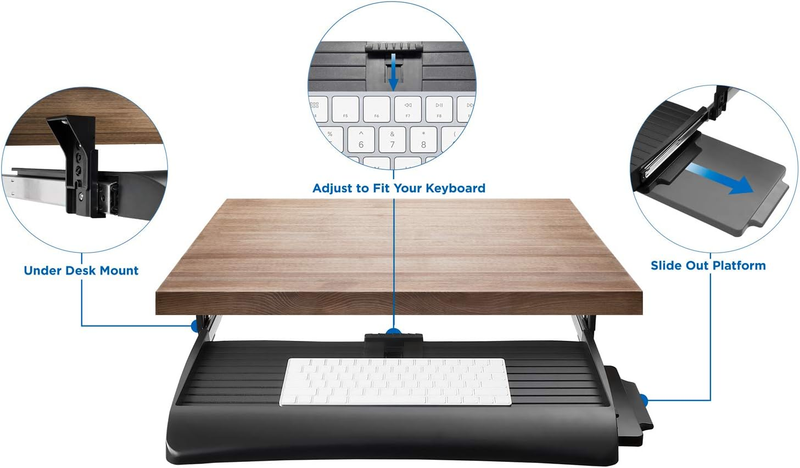 Keyboard Drawer under Desk with Mouse Platform, Easy-Glide Sliding Un Item image 4