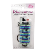 Bedazzle Blue &amp; Green Design Rhinestone Plastic Big Bic Lighter Case/Key... - $8.90