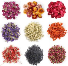 9 Bags Dried Flowers,100% Natural Dried Flowers Herbs Kit for Soap Makin... - £15.06 GBP