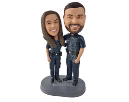Custom Bobblehead Police Officers couple ready to serve their country wearing th - £121.47 GBP