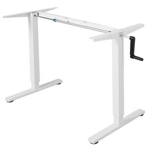 VIVO White Manual Height Adjustable Stand Up Desk Frame Crank System - £148.47 GBP