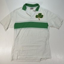 Boston Celtics Polo Shirt Vintage 80s Screenmates White Mens Medium/M Made USA - £25.38 GBP