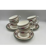 Set of 6 Wedgwood Bone China COLUMBIA Multicolor with Green Trim Cups &amp; ... - $199.99