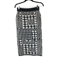 Shein Sweater Skirt Midi Knit Houndstooth Black White S/4 - £7.69 GBP