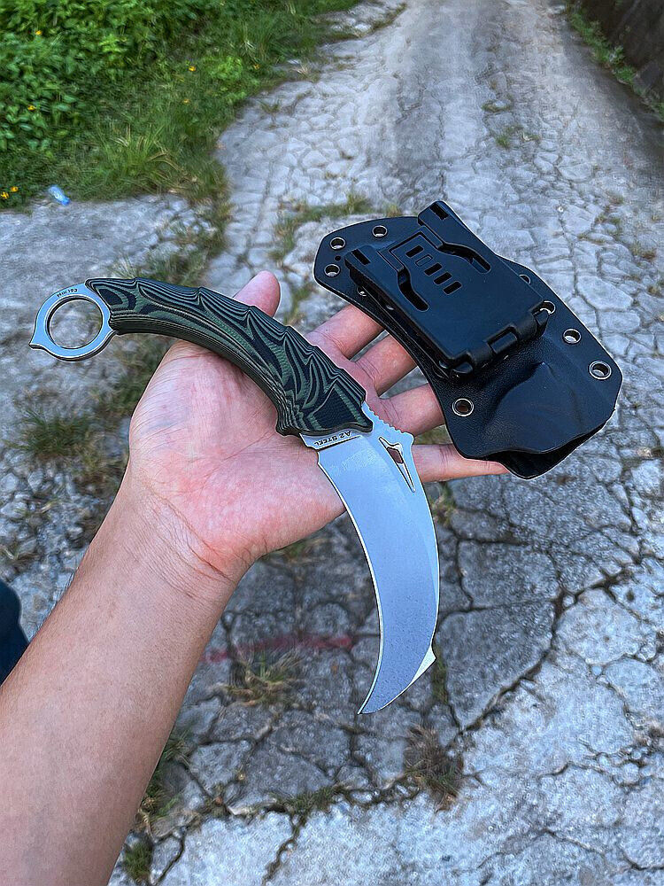 KARAMBIT KNIFE A2 STEEL G10 HANDLE FOR OUTDOOR JUNGLE SURVIVAL WITH KYDE... - $97.00