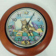 Wall Clock Cat Nap Gary Patterson 12” Battery Operated Wood Some lite Sc... - $29.69