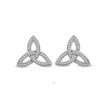 0.33Ct Simulated Diamond Celtic Trinity Knot Stud Earrings 14K White Gold Plated - £34.00 GBP