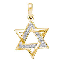 14k Yellow Gold Diamond Womens Star Magen David Israeli Jewish Pendant 1/10 Cttw - £333.25 GBP