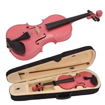 1/4 Size Beginners Instruments Acoustic Violin Set For Kids Children Pink - £58.84 GBP