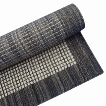 Horizon Grids Greyish Charcoal 100% Wool 4x6ft Handmade Living Room Handloom Rug - £283.67 GBP