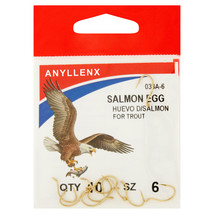 ANYLLENX Eagle Claw 038AH-6 Salmon Egg Fish Hooks, Gold, Size 6 - £2.81 GBP