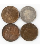 Great Britain Coin Lot 1897 1928 1931 Farthing 1845 6 Pence VF-XF Condit... - $121.17 CAD