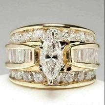 2Ct Marquise Cut VVS1/D Diamond Solitaire Engagement Ring 14K Yellow Gold Finish - £85.34 GBP