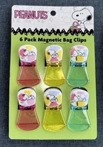 Peanuts Snoopy Spring Flowers Easter Magnetic Bag Chip Clips 6 Pack New - £12.01 GBP