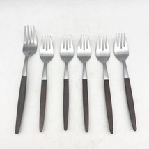 Vintage Pyramid Stainless Faux Wood Handle Flatware 6 Piece Forks Japan MCM - £20.10 GBP