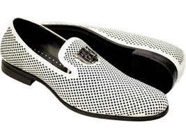 Stacy Adams Men Shoes Swagger Studded Slip On Satin Black White Formal 25228-111 - £56.93 GBP