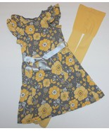 Gymboree Bright Owl Belted Floral Ruffle Dress Sparkle Yellow Tights siz... - £31.92 GBP