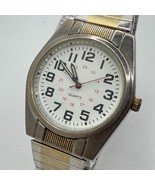 VTG Japan Movt Quartz Watch Men Silver Stretch Military Dial Analog New ... - $23.74