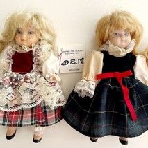 Porcelain Dolls DSN Nicholass Vintage Lot Of 2 7&quot; Hand Finished PorcBin1 - £31.59 GBP