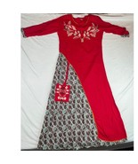 SVP Indian Dress Womens Large Red India Culture Long Floral Embroidered ... - $23.10