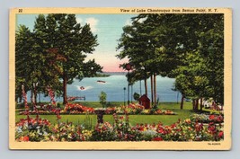 Lake Chautauqua View From Bemus Point New York NY Linen  Postcard C17 - £3.10 GBP