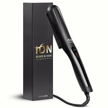 Ion Tourmaline Ceramic Beard &amp; Hair Straightener Brush Anti Scald Hot Brush NEW - £22.15 GBP