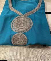 Turquoise kaftan, Turquoise womens kaftan with spiral design, Long spira... - $45.41