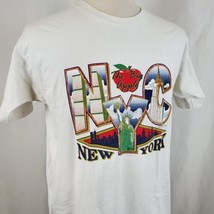 Vintage NYC New York The Big Apple T-Shirt XL Twin Towers Statue of Liberty 90s - $27.99