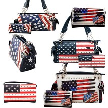 USA American Flag Stars Stripes Concealed Carry Western Purse Handbag Wa... - $26.99+