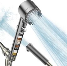 Filtered Shower Head with Handheld, High Pressure Water Flow and Multiple Spray - £16.47 GBP