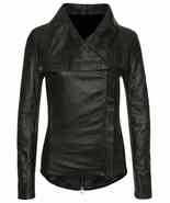 women black leather jacket, women wide collar fashion leather - £172.59 GBP