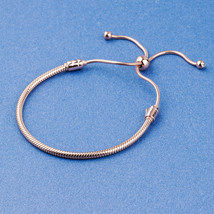 2018 Spring Rose Gold Sliding Charm Bracelet With Clear CZ Adjustable Bracelet  - £24.53 GBP