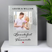 Personalised Glitter Glass Photo Frame Every Love Story Is Beautiful 4x4... - $13.99