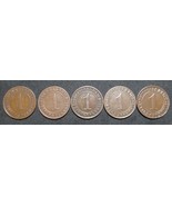 GERMANY 1 REICHSPFENNIG 5 COIN SET 1925 A - J  WEIMAR TIME VERY RARE LOT XF - $63.10 CAD