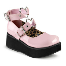 Demonia SPR02/BPPT Baby Pink Heart O-Ring Goth Lolita Platform Mary Janes Shoes - £55.28 GBP