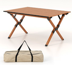 Camping Table Aluminum Wood Grain Folding Lightweight Portable Picnic Beach Park - £79.67 GBP