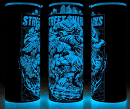 Glow in the Dark Street Sharks 90s Cup Mug Tumbler 20oz with lid and straw - £18.06 GBP