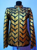 Plus Size Gold Woman Leather Coat Women Jacket Zipper Short Collar Light... - £141.59 GBP