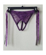 House of Desire Bianca Lace &amp; Mesh Tie Side Thong Plum Sz Small - €17,08 EUR