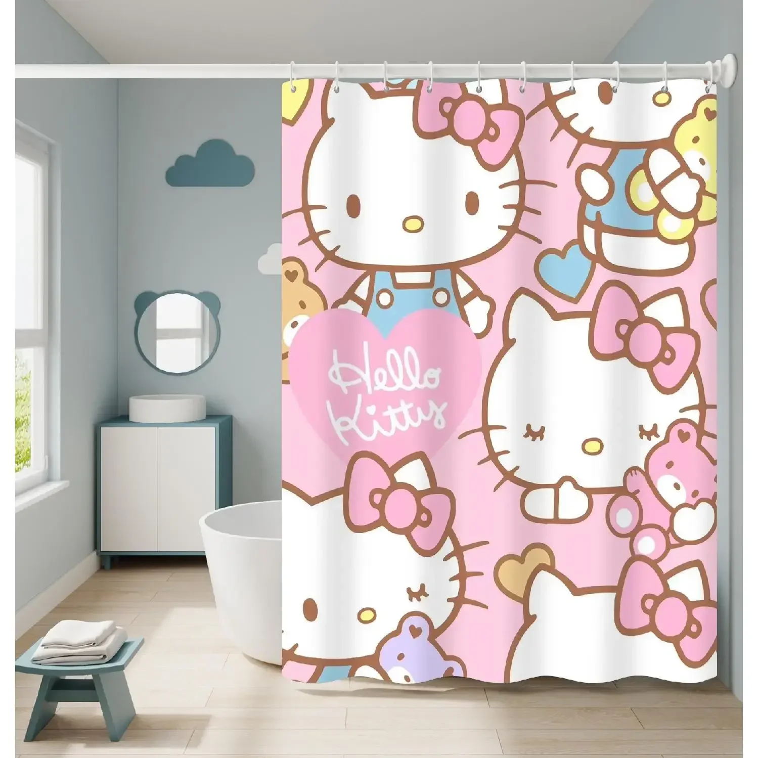 Pink Sanrios Hello Kitty Cinnamoroll Kawaii Anime Cartoon Waterproof Polyester - £19.42 GBP+