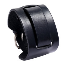 ZORCVENS New Fashion Punk Wide Genuine Leather Bracelet Black Brown Cuff Bracele - £11.41 GBP