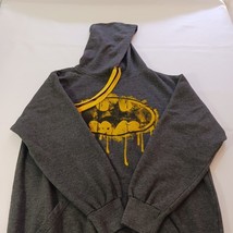 Batman Men's Gray & Yellow Graphic Drawstring Hoodie Pullove Sweatshirt Size L image 12