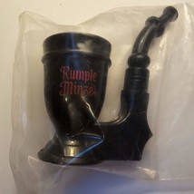 Rumple Minze Schnapps Shot Glass Tobacco Pipe Shaped Black Plastic Vinta... - $8.47