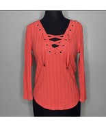 XS Free People &#39;Ice Cold Lace Up&#39; Grommet Ribbed Top Rose Crimson   $78 - €19,80 EUR