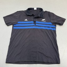 Adidas All Blacks Polo Shirt Short Sleeve Men’s Size XL Black Blue Strip... - £23.14 GBP
