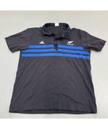Adidas All Blacks Polo Shirt Short Sleeve Men’s Size XL Black Blue Strip... - $39.47 CAD