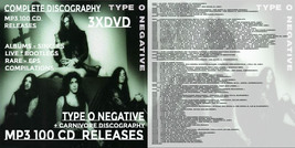 Type O Negative Complete Discography MP3 100 CD releases on 3x DVD Albums Live S - £19.87 GBP
