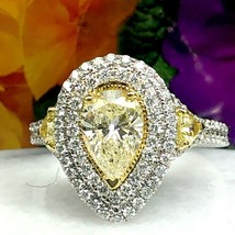 GIA 2.01 TCW Pear Yellow Diamond Engagement Ring 18k White Gold - $4,751.01