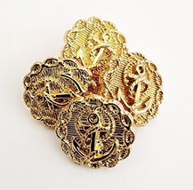 Nautical Buttons Gold Tone Blazer Coat Retro Anchor Design .5&quot; - £7.98 GBP